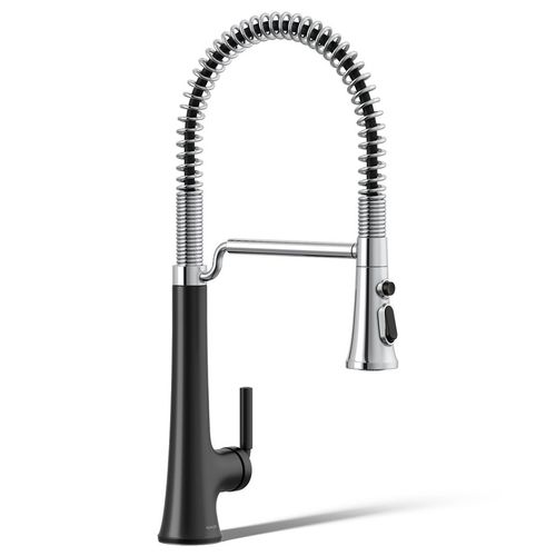 Main product image of Tone Semi-professional Pull-down Kitchen Faucet w/ 3-Function Sprayhead (Polished Chrome w/ Matte Black), K-23765-CBL