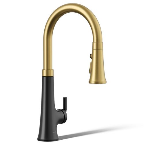 Main product image of Tone Touchless Pull-down Kitchen Faucet w/ 3-Function Sprayhead (Matte Black w/ Brushed Moderne Brass), K-23766-BMB