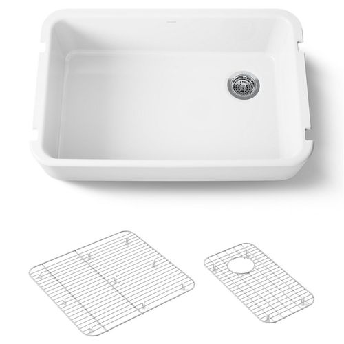Main product image of Ironridge 34" Undermount Single-bowl Farmhouse Kitchen Sink (White), K-24268-0