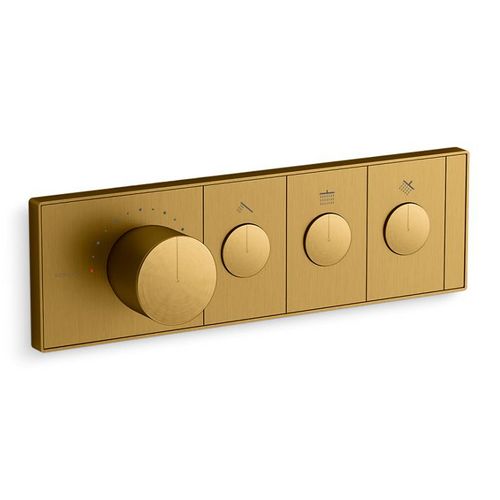 Main product image of Anthem Three-outlet Recessed Mechanical Thermostatic Valve Control (Vibrant Brushed Moderne Brass), K-26347-9-2MB