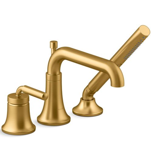 Main product image of Tone Deck Mounted Bath Faucet w/ Handshower (Vibrant Brushed Moderne Brass), K-26441-4-2MB