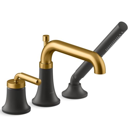 Main product image of Tone Deck Mounted Bath Faucet w/ Handshower (Matte Black w/ Brushed Moderne Brass), K-26441-4-BMB
