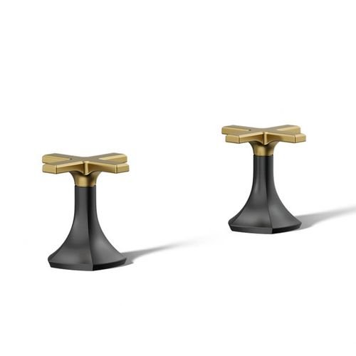 Main product image of Occasion Cross Bathroom Sink Faucet Handles (Matte Black w/ Brushed Moderne Brass), K-27010-3-BMB