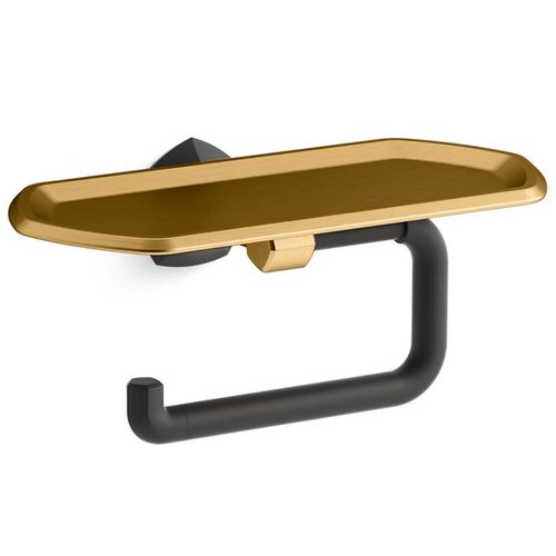 Main product image of Occasion Toilet Paper Holder w/ Tray (Matte Black w/ Brushed Moderne Brass), K-27128-BMB