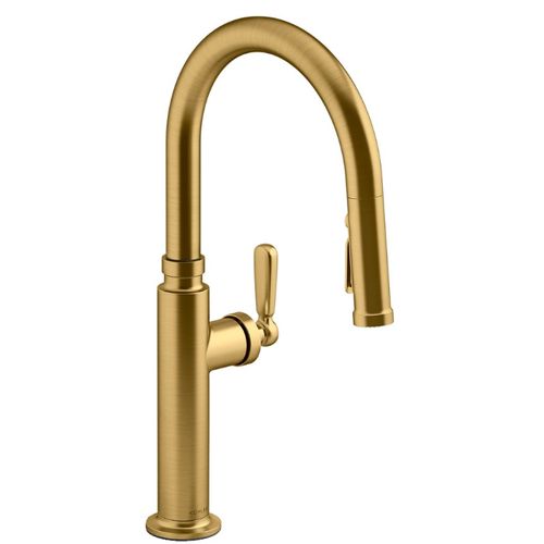 Main product image of Edalyn by Studio McGee Pull-down Kitchen Faucet w/ 3-Function Sprayhead (Vibrant Brushed Moderne Brass), K-28358-2MB