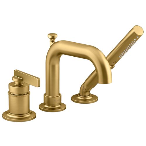 Main product image of Castia Deck Mounted Bath Faucet w/ Handshower (Vibrant Brushed Moderne Brass), K-35913-4-2MB