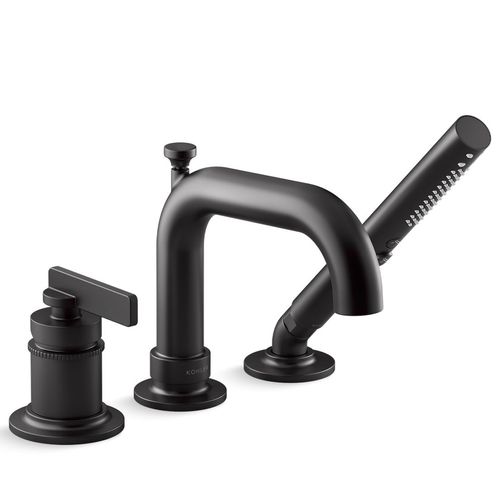 Main product image of Castia Deck Mounted Bath Faucet w/ Handshower (Matte Black), K-35913-4-BL