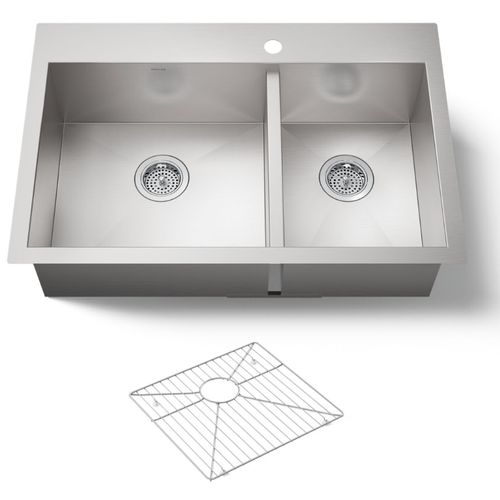 Main product image of Vault 33" Top-/undermount Double-bowl Kitchen Sink (Stainless Steel), K-3823-1-NA