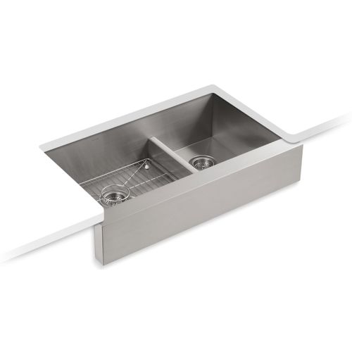 Main product image of Vault Smart Divide 35-1/2" Undermount Double-bowl Farmhouse Kitchen Sink (Stainless Steel), K-3945-NA