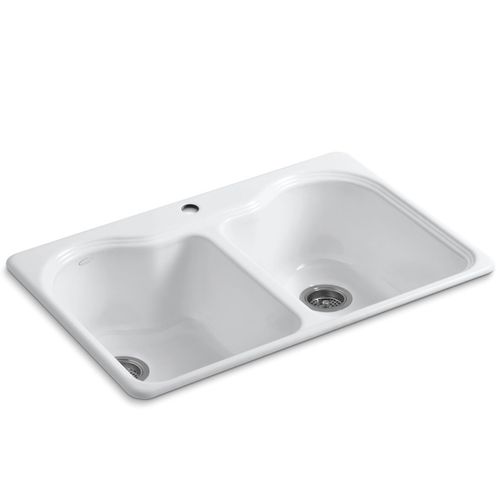 Main product image of Hartland 33" Top Mount Double-bowl Kitchen Sink (White), K-5818-1-0
