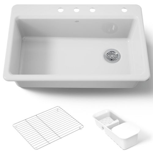 Main product image of Riverby 33" Top Mount Single-bowl Workstation Kitchen Sink (White), K-5871-4A2-0