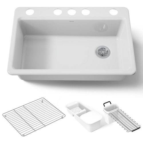 Main product image of Riverby 33" Undermount Single-bowl Workstation Kitchen Sink (White), K-5871-5UA3-0
