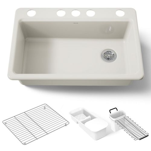 Main product image of Riverby 33" Undermount Single-bowl Workstation Kitchen Sink (Biscuit), K-5871-5UA3-96