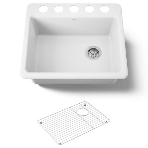 Main product image of Riverby 25" Undermount Single-bowl Kitchen Sink (White), K-5872-5UA1-0