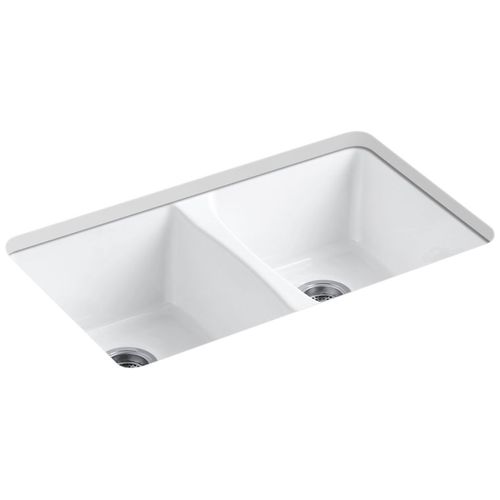 Main product image of Deerfield 33" Undermount Double-bowl Kitchen Sink (White), K-5873-5U-0