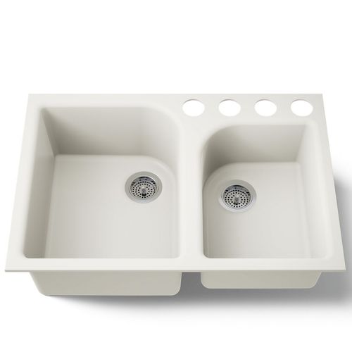Main product image of Executive Chef 33" Undermount Double-bowl Kitchen Sink (Biscuit), K-5931-4U-96