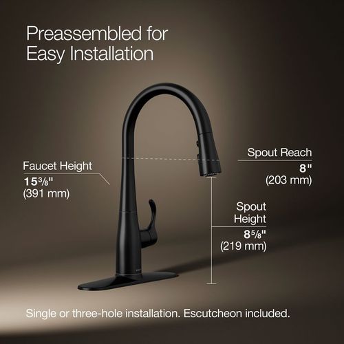 Main product image of Simplice Pull-Down Secondary Kitchen Faucet (Matte Black), K-597-BL