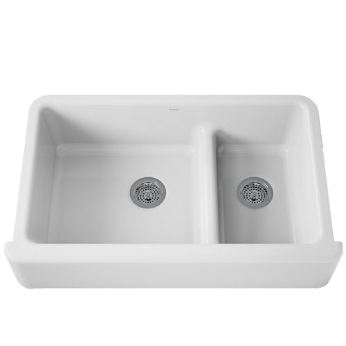 Main product image of Whitehaven Smart Divide 35-3/4" Undermount Double-bowl Farmhouse Kitchen Sink (White), K-6427-0