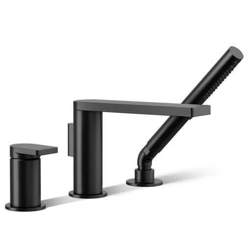 Main product image of Composed Deck Mounted Bath Faucet w/ Handshower (Matte Black), K-73078-4-BL