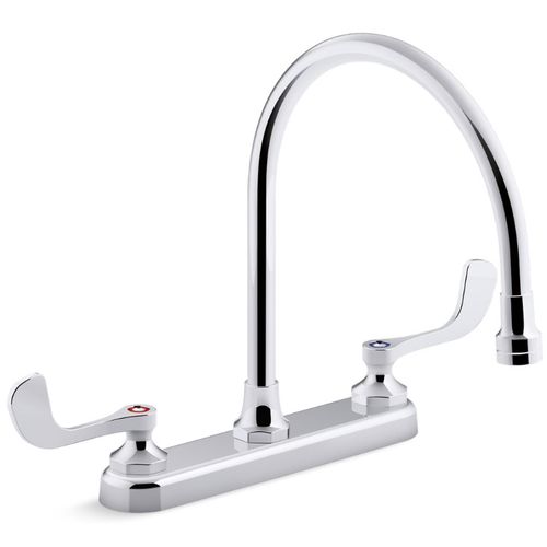 Main product image of Triton Bowe 1.5 GPM Kitchen Faucet w/ 9-5/16" Gooseneck Spout, Aerated Flow And Wristblade Handles (Polished Chrome), K-810T70-5AHA-CP