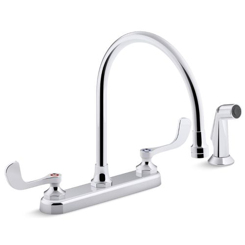 Main product image of Triton Bowe 1.5 GPM Kitchen Faucet w/ 9-5/16" Gooseneck Spout, Matching Finish Sidespray, Aerated Flow And Wristblade Handles (Polished Chrome), K-810T71-5AHA-CP
