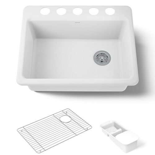 Main product image of Riverby 27" Undermount Single-bowl Workstation Kitchen Sink (White), K-8668-5UA2-0