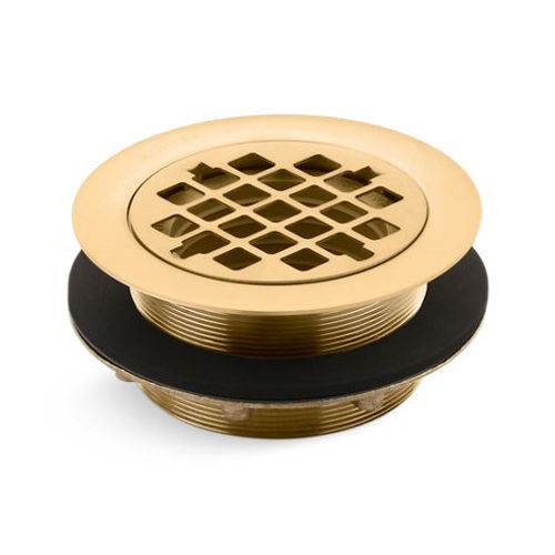 Main product image of Round Shower Drain For Use w/ Plastic Pipe, Gasket Included (Vibrant Brushed Moderne Brass), K-9132-2MB