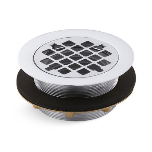 Main product image of Round Shower Drain For Use w/ Plastic Pipe, Gasket Included (Polished Chrome)