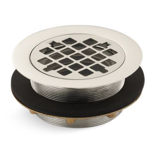 Main product image of Round Shower Drain For Use w/ Plastic Pipe, Gasket Included (Vibrant Polished Nickel), K-9132-SN