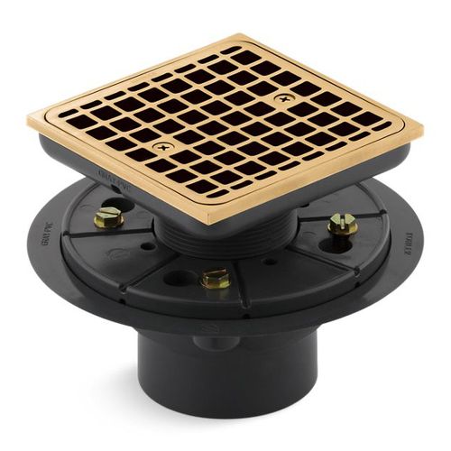 Main product image of Clearflo Square Design Tile-in Shower Drain (Vibrant Brushed Moderne Brass)