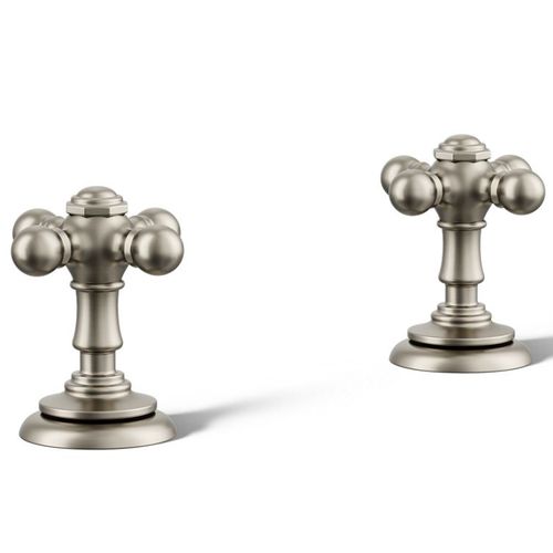 Main product image of Artifacts Cross Bathroom Sink Faucet Handles (Vibrant Brushed Nickel), K-98068-3-BN