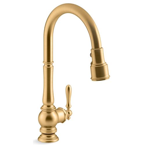 Main product image of Artifacts Pull-down Kitchen Faucet w/ 3-Function Sprayhead (Vibrant Brushed Moderne Brass), K-99259-2MB
