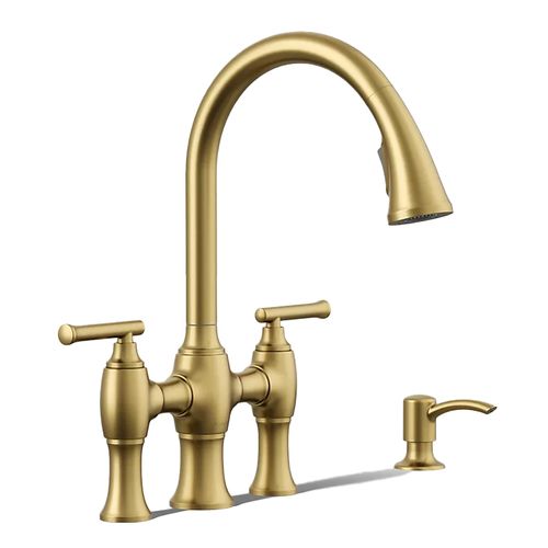Main product image of Oresund Pulldown Bridge Kitchen Faucet (Vibrant Brushed Moderne Brass), K-R28705-SD-2MB