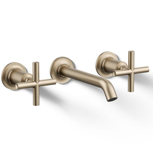Main product image of Purist Wall Mount Bathroom Faucet w/ Cross Handles, 1.2 GPM (Vibrant Brushed Bronze), K-T14413-3-BV