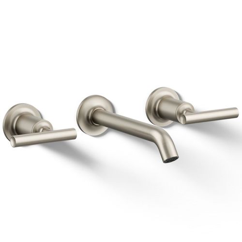 Main product image of Purist Wall Mount Bathroom Faucet w/ Lever Handles, 1.2 GPM (Vibrant Brushed Nickel), K-T14413-4-BN