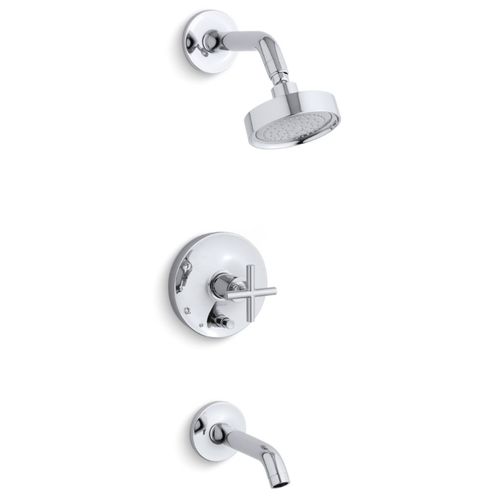 Main product image of Purist Rite-temp Bath And Shower Trim Kit w/ Push-button Diverter And Cross Handle, 2.5 GPM (Polished Chrome)