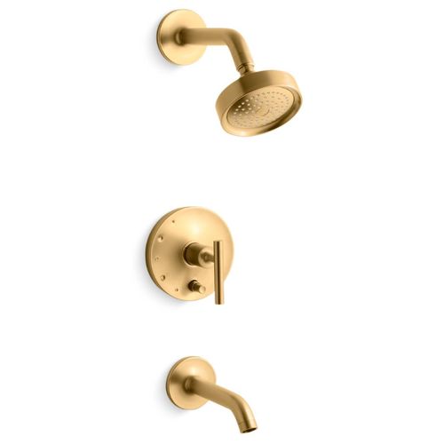 Main product image of Purist Rite-temp Bath And Shower Trim Kit w/ Push-button Diverter And Lever Handle, 2.5 GPM (Vibrant Brushed Moderne Brass), K-T14420-4-2MB