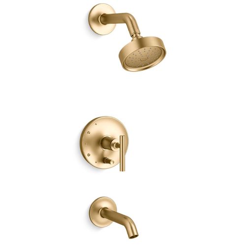 Main product image of Purist Rite-temp Bath And Shower Trim Kit w/ Push-button Diverter And Lever Handle, 1.75 GPM (Vibrant Brushed Moderne Brass)