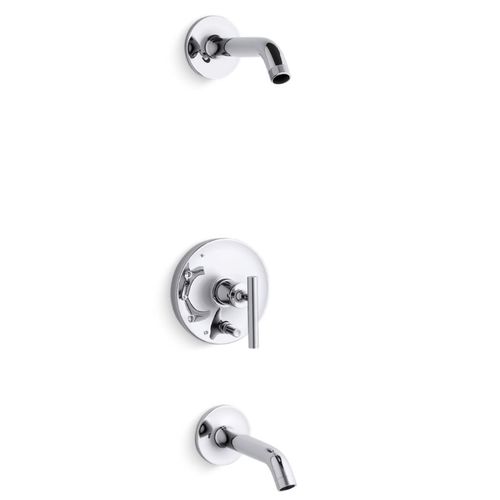 Main product image of Purist Rite-temp Bath And Shower Trim Kit w/ Push-button Diverter And Lever Handle, w/ out Showerhead (Polished Chrome), K-T14420-4L-CP