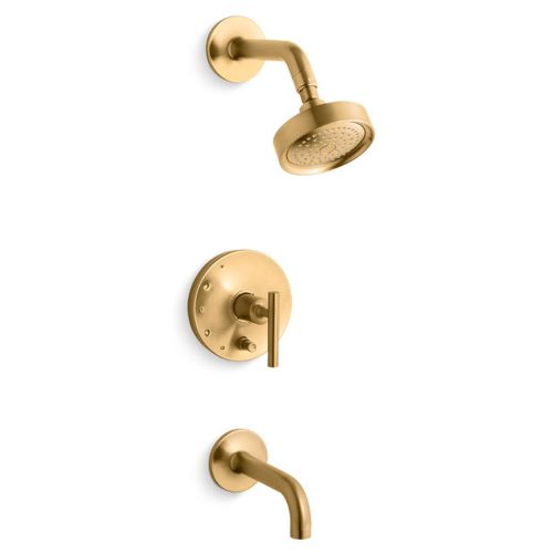 Main product image of Purist Rite-temp Bath And Shower Trim Kit w/ Push-button Diverter And Lever Handle, 2.5 GPM (Vibrant Brushed Moderne Brass), K-T14421-4-2MB