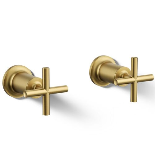 Main product image of Purist Deck- Or Wall Mount Bath Faucet Handle Trim w/ Cross Design (Vibrant Brushed Moderne Brass)