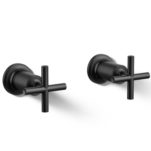 Main product image of Purist Deck- Or Wall Mount Bath Faucet Handle Trim w/ Cross Design (Matte Black)