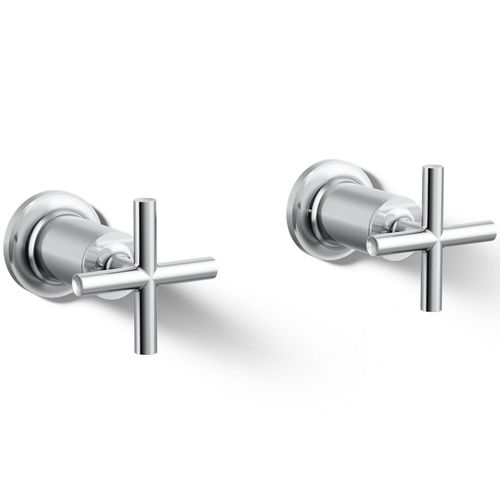 Main product image of Purist Deck- Or Wall Mount Bath Faucet Handle Trim w/ Cross Design (Polished Chrome)