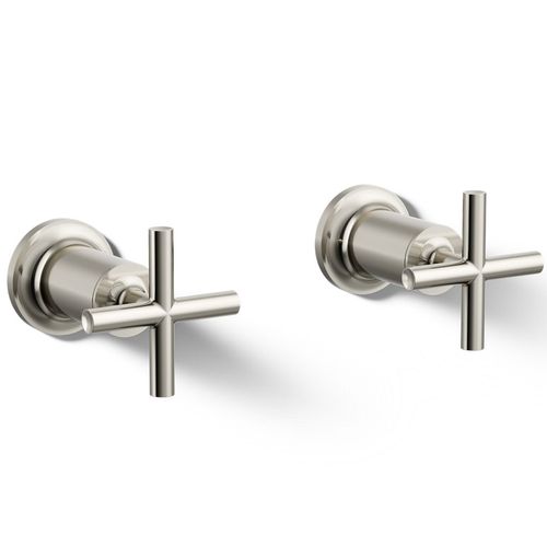 Main product image of Purist Deck- Or Wall Mount Bath Faucet Handle Trim w/ Cross Design (Vibrant Polished Nickel)