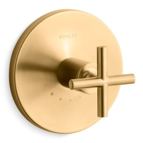 Main product image of Purist Mastershower Temperature Control Valve Trim w/ Cross Handle (Vibrant Brushed Moderne Brass)