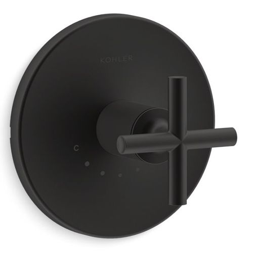 Main product image of Purist Mastershower Temperature Control Valve Trim w/ Cross Handle (Matte Black)
