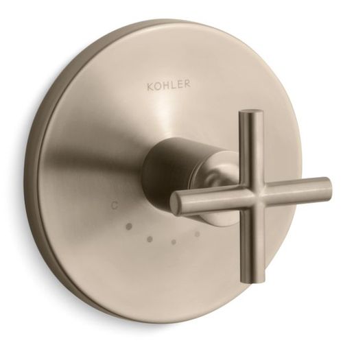 Main product image of Purist Mastershower Temperature Control Valve Trim w/ Cross Handle (Vibrant Brushed Bronze), K-T14488-3-BV