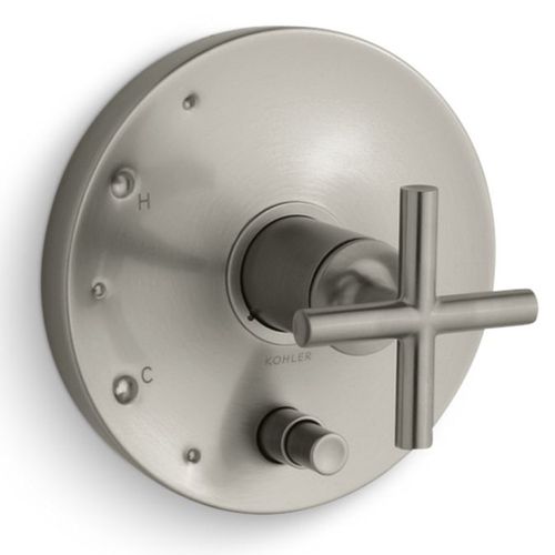 Main product image of Purist Rite-temp Valve Trim w/ Push-button Diverter And Cross Handle (Vibrant Brushed Nickel)