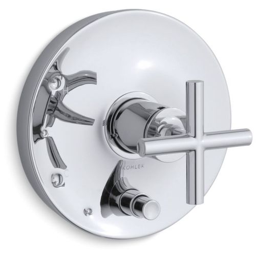 Main product image of Purist Rite-temp Valve Trim w/ Push-button Diverter And Cross Handle (Polished Chrome)