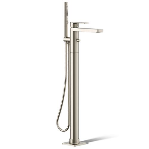 Main product image of Parallel Floor Mount Bath Filler Trim w/ Handshower (Vibrant Brushed Nickel)